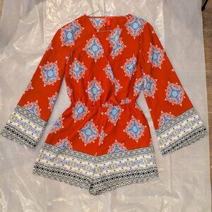 Chelsea & Violet Women's Romper SZ Small, V-Neck Size, Bell Sleeves